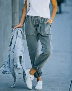 Kava Pocketed Denim Joggers - Charcoal - FINAL SALE -clothes Sales FO6C5194