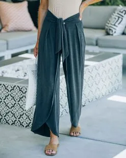 Grenada Tie Front Modal Blend Pants - Charcoal -clothes Sales FO6C5227 14fc1d33 6ba9 48d2 8cf8 785c962addb5