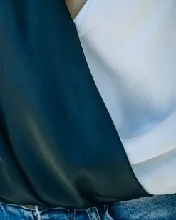 STRU-001 Both Worlds Satin Drape Tie Bodysuit - Black White - FINAL SALE -clothes Sales FO6C5281