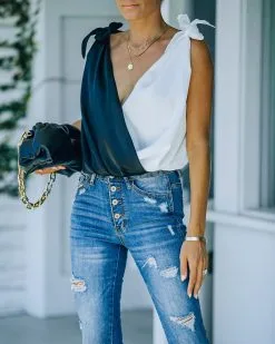 STRU-001 Both Worlds Satin Drape Tie Bodysuit - Black White - FINAL SALE -clothes Sales FO6C5297 b158d711 f52b 4b1d 8a26 dccbfb10a5fb