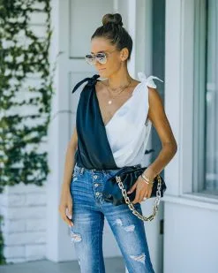 STRU-001 Both Worlds Satin Drape Tie Bodysuit - Black White - FINAL SALE -clothes Sales FO6C5314 e3be18a4 02e0 40fe b06c d6690afd0e1f