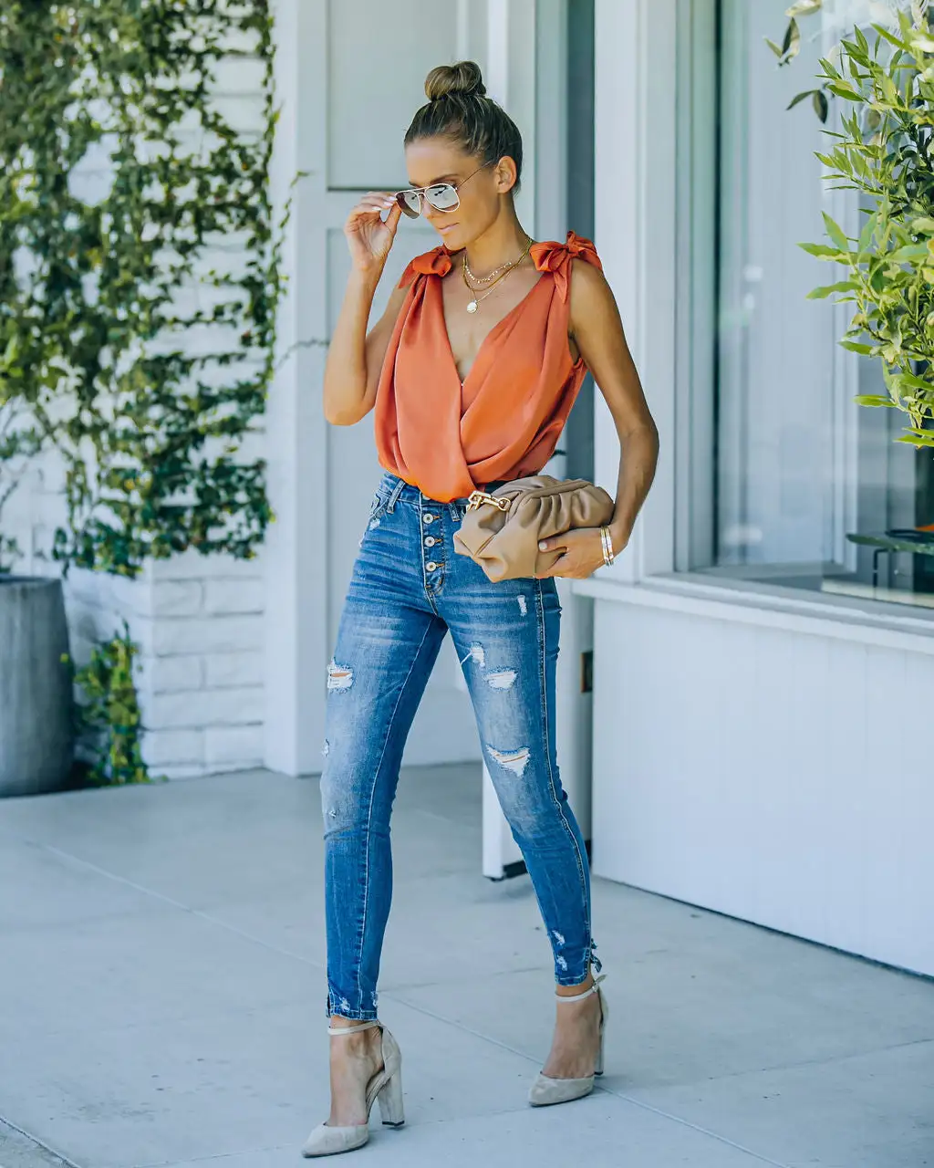 STRU-001 Marabelle Satin Drape Tie Bodysuit - Clay - FINAL SALE 7 STRU-001 Marabelle Satin Drape Tie Bodysuit - Clay - FINAL SALE - Image 7