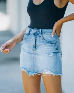 KANC-001 Tatum Distressed Denim Mini Skirt - LAST CHANCE -clothes Sales FO6C6095