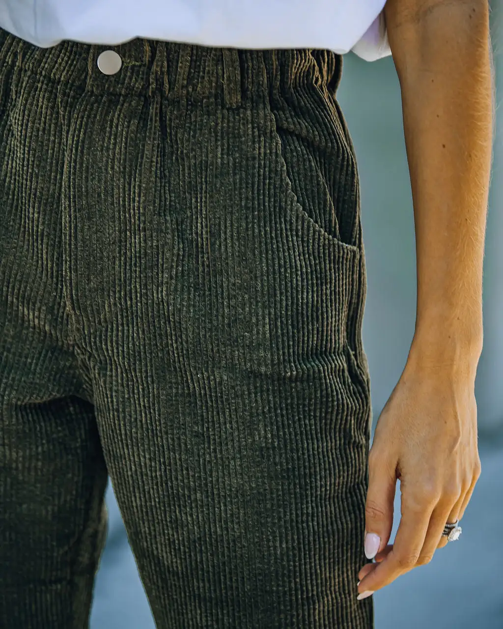 VINT-001 Nori Pocketed Corduroy Trousers - Olive - FINAL SALE 4 VINT-001 Nori Pocketed Corduroy Trousers - Olive - FINAL SALE - Image 4