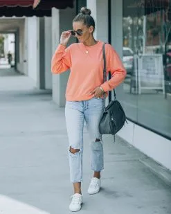 Comfortably Me Lightweight Pullover - Coral - FINAL SALE