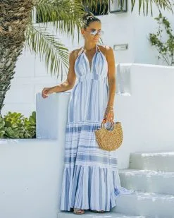 Montpellier Tiered Halter Maxi Dress - Blue - FINAL SALE -clothes Sales FO6C7582 84c15f9c c76e 41bb 8e90 4b32d3d84674
