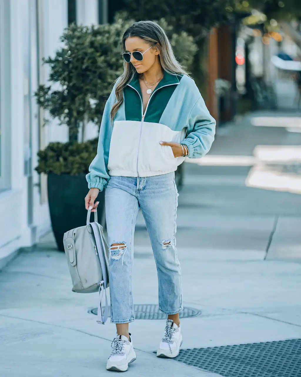 Newell Pocketed Colorblock Zip Up Jacket - Blue - FINAL SALE 6 Newell Pocketed Colorblock Zip Up Jacket - Blue - FINAL SALE - Image 6