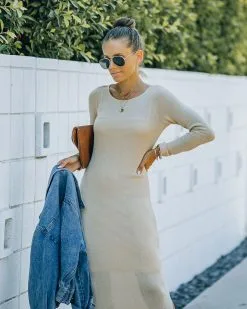 Kenji Long Sleeve Knit Midi Dress - Oatmeal - FINAL SALE -clothes Sales FO6C8789 7291b55a f4eb 4a1f a33a 3be7997d51c8