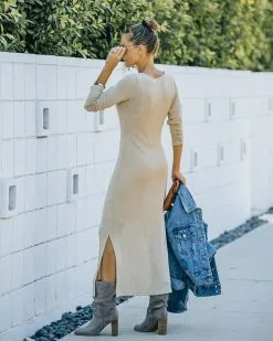 Kenji Long Sleeve Knit Midi Dress - Oatmeal - FINAL SALE -clothes Sales FO6C8850 82196561 81ab 473e 84b9 2aa2df3da94b
