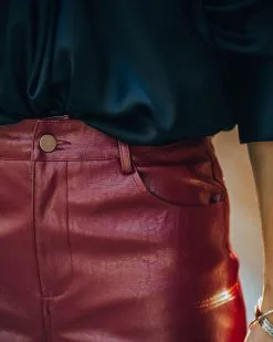 FATE-001 Meca High Rise Faux Leather Pants - Wine - FINAL SALE -clothes Sales FO6C9293 3ed8eae5 0e2f 405f 97c4 3f00c4d5143b