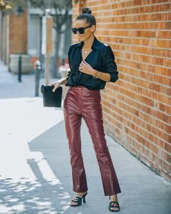 FATE-001 Meca High Rise Faux Leather Pants - Wine - FINAL SALE -clothes Sales FO6C9390 63a00062 57c3 475c 9262 7732b76548ac