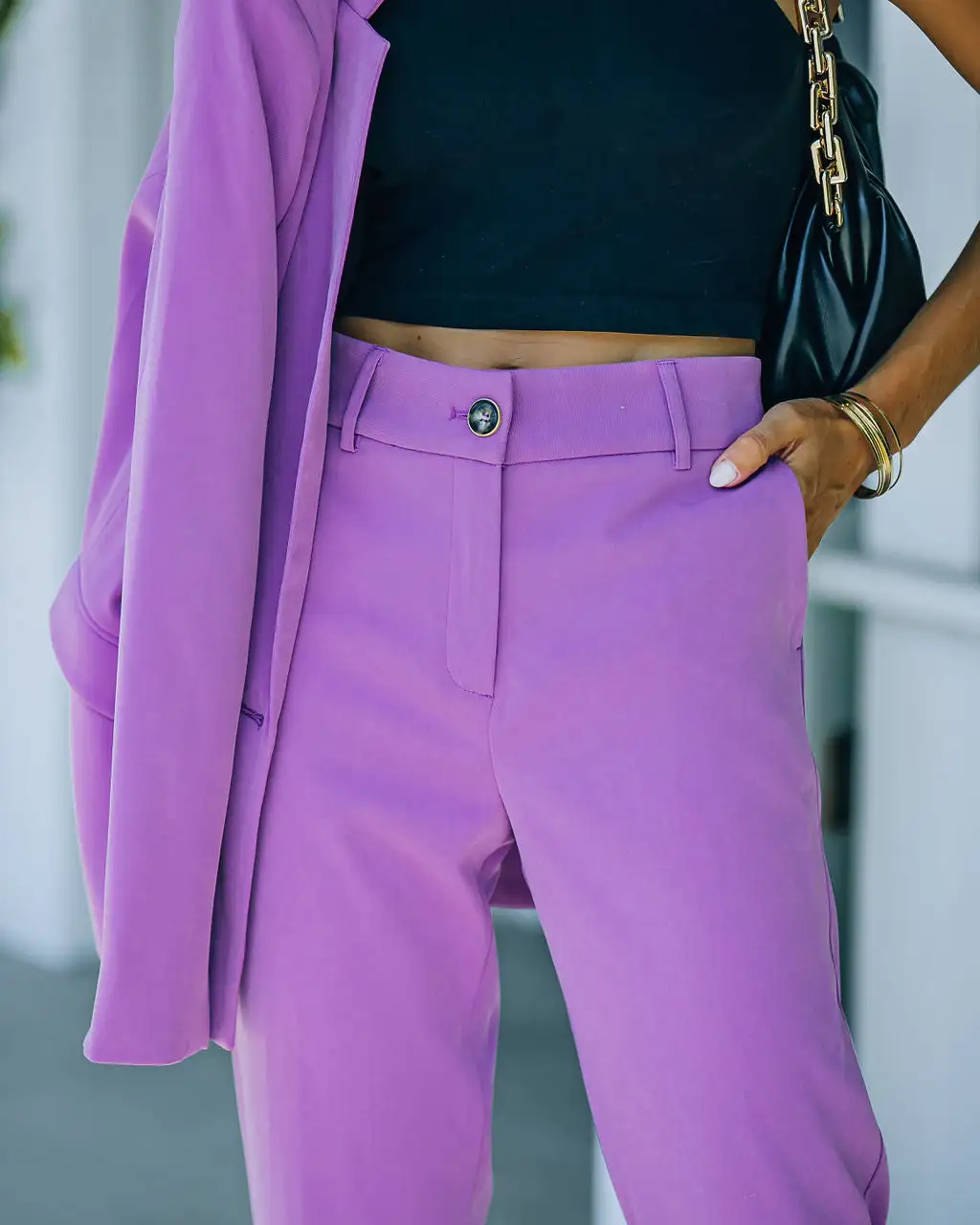 Long Shot Pocketed High Rise Trousers - Lilac - LAST CHANCE 10 Long Shot Pocketed High Rise Trousers - Lilac - LAST CHANCE - Image 10