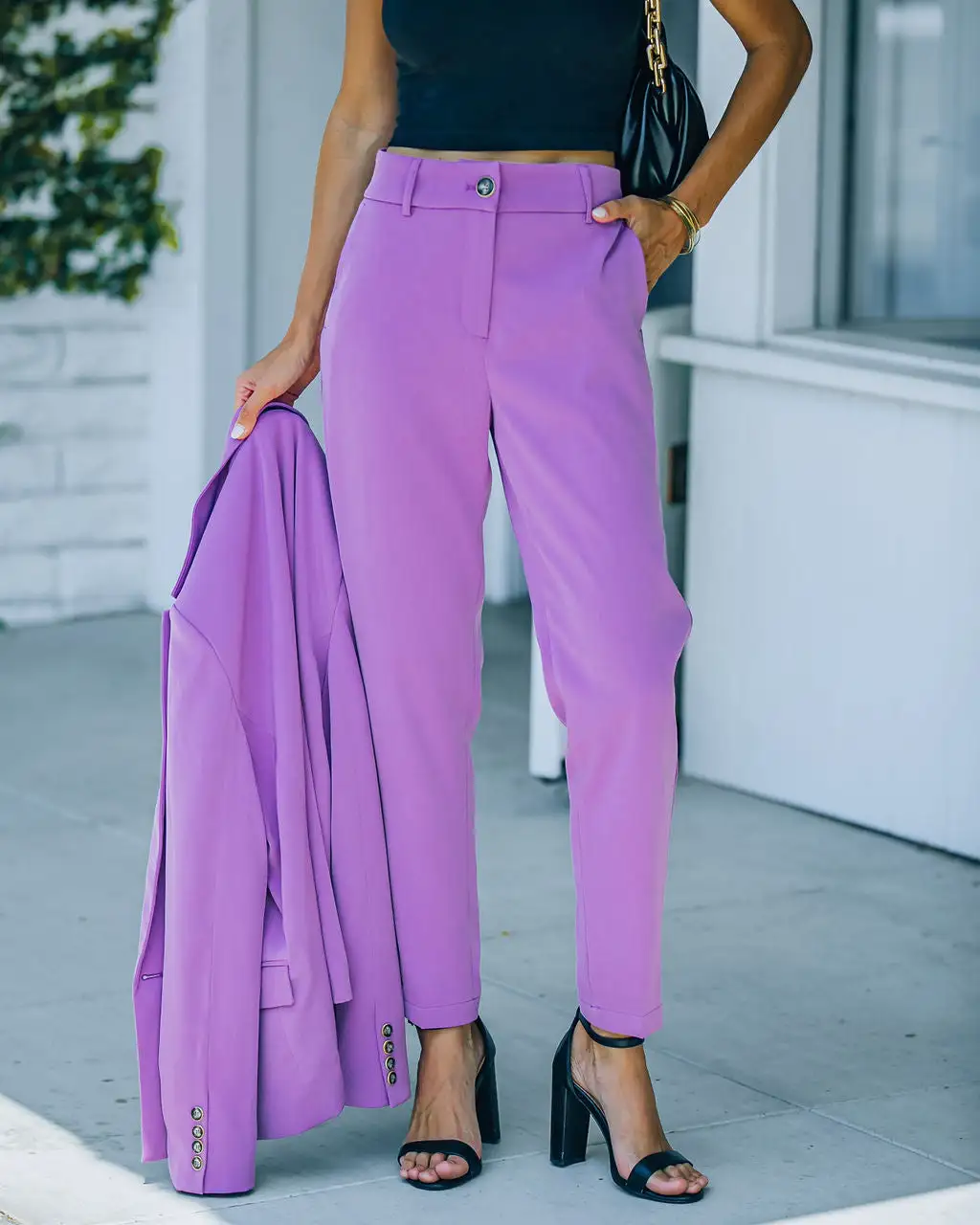 Long Shot Pocketed High Rise Trousers - Lilac - LAST CHANCE 8 Long Shot Pocketed High Rise Trousers - Lilac - LAST CHANCE - Image 8