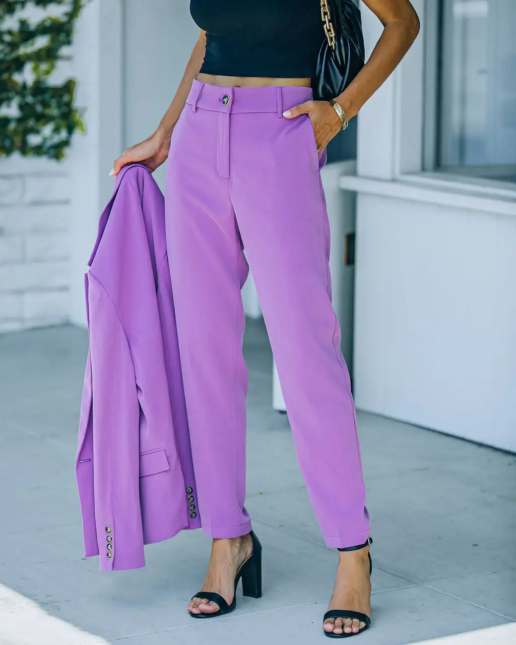 Long Shot Pocketed High Rise Trousers - Lilac - LAST CHANCE 1 Long Shot Pocketed High Rise Trousers - Lilac - LAST CHANCE