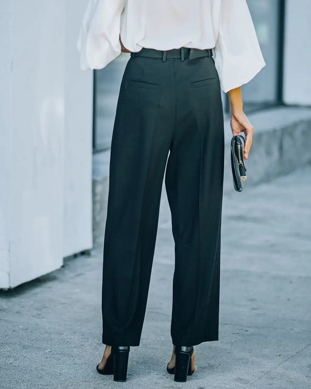 SKIE-001 Cambria Pocketed High Rise Belted Trousers - Black - FINAL SALE 2 SKIE-001 Cambria Pocketed High Rise Belted Trousers - Black - FINAL SALE - Image 2