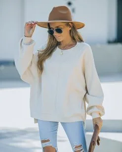 Running Errands Knit Oversized Pullover Sweater - Cream - FINAL SALE -clothes Sales FO6C9902
