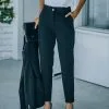 AAA-001 Long Shot Pocketed High Rise Trousers - Black - FINAL SALE