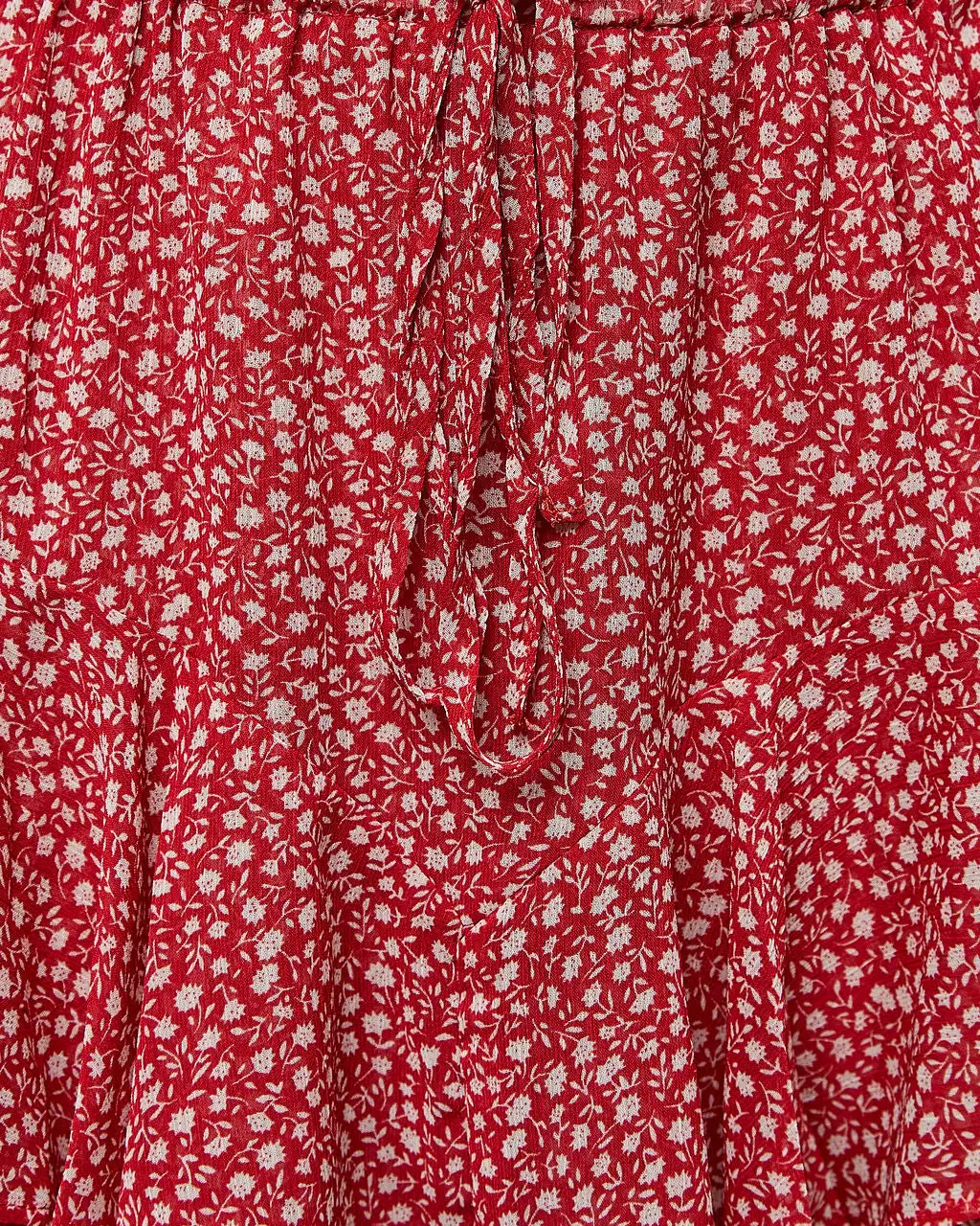 DRES-001 Jinny Ruffle Hem Skort - Red 3 DRES-001 Jinny Ruffle Hem Skort - Red - Image 3