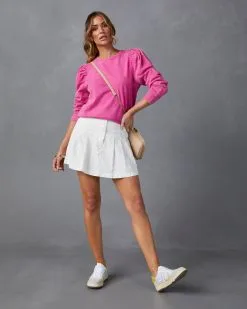 Roxanne Puff Sleeve Pullover - Hot Pink -clothes Sales FT6901VC HOTPINK 3877