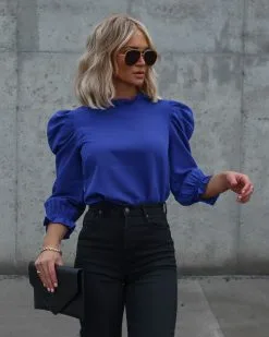Top Of The Throne Puff Sleeve Top - Cobalt - SALE 12 Top Of The Throne Puff Sleeve Top - Cobalt - SALE -clothes Sales Facetune 01 01 2023 22 42 27