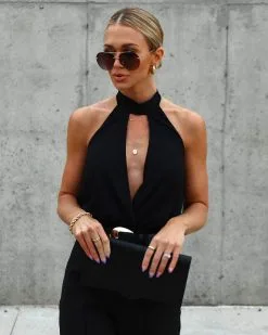 BLUE-001 Wesley Halter Cutout Bodysuit - Black - SALE -clothes Sales Facetune 01 02 2023 22 10 54