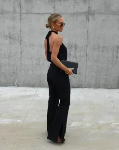 BLUE-001 Wesley Halter Cutout Bodysuit - Black - SALE -clothes Sales Facetune 01 02 2023 22 12 13