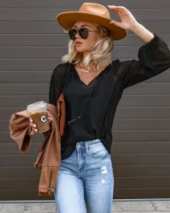 Trinity Lace Chiffon Blouse - Black - FINAL SALE -clothes Sales Facetune 01 08 2022 21 43 44