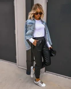 OLIV-001 Richie Faux Leather Joggers - FINAL SALE