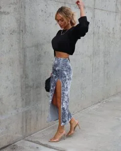 ENDL-001 Dash Of Winter Velvet Ruched Slit Maxi Skirt - Silver - FINAL SALE -clothes Sales Facetune 03 11 2022 20 26 26