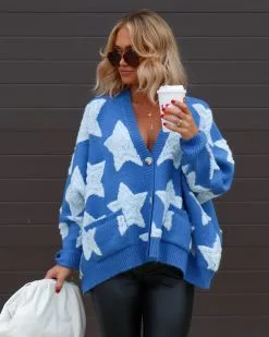 BUCK-001 Chasing The Stars Pocketed Oversized Cardigan - Blue - FINAL SALE -clothes Sales Facetune 03 11 2022 21 27 13