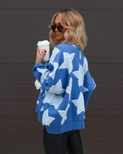 BUCK-001 Chasing The Stars Pocketed Oversized Cardigan - Blue - FINAL SALE -clothes Sales Facetune 03 11 2022 21 27 59