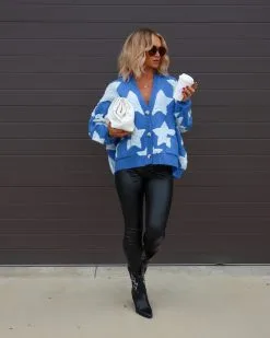 BUCK-001 Chasing The Stars Pocketed Oversized Cardigan - Blue - FINAL SALE -clothes Sales Facetune 03 11 2022 21 30 32