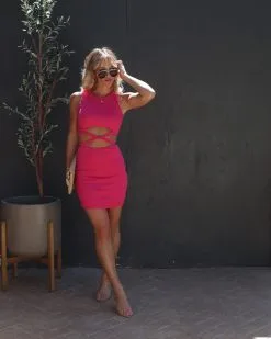 Modern Muse Smocked Crisscross Mini Dress - Hot Pink -clothes Sales Facetune 04 04 2023 22 43 05