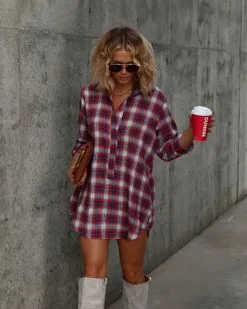 Averie Plaid Pocketed Shirt Dress - Red - FINAL SALE -clothes Sales Facetune 07 11 2022 22 38 46