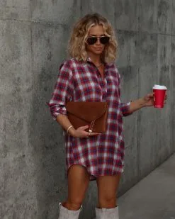 Averie Plaid Pocketed Shirt Dress - Red - FINAL SALE -clothes Sales Facetune 07 11 2022 22 41 20