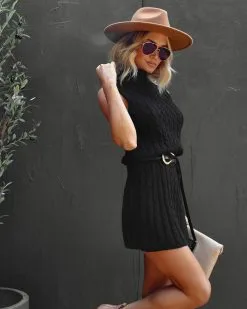 Rowen Cable Knit Mock Neck Sweater Dress - Black - FINAL SALE -clothes Sales Facetune 08 09 2022 20 55 55