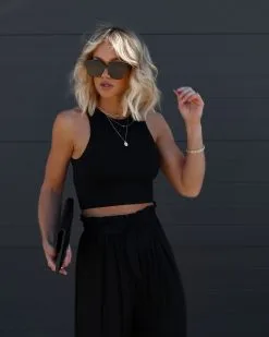 AAKA-001 Del Ray Waist Tie Wide Leg Pants - Black - SALE 13 AAKA-001 Del Ray Waist Tie Wide Leg Pants - Black - SALE -clothes Sales Facetune 09 02 2023 12 02 19