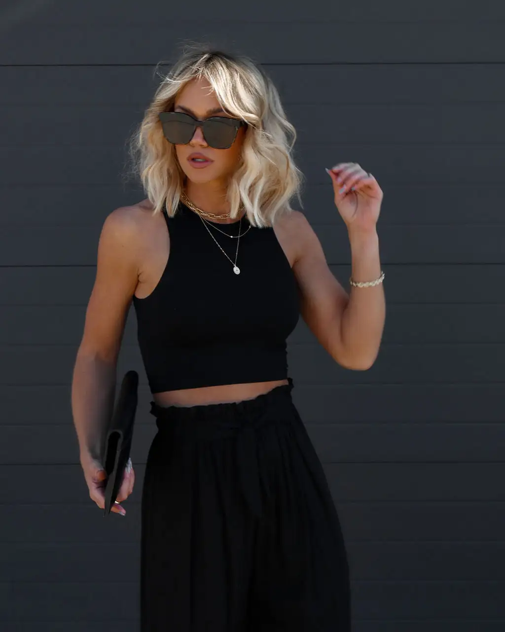 AAKA-001 Del Ray Waist Tie Wide Leg Pants - Black - SALE 7 AAKA-001 Del Ray Waist Tie Wide Leg Pants - Black - SALE - Image 7