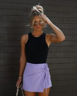 LUMI-001 Mariah Side Tie Skort - Lilac
