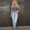 Spears Denim Strapless Top