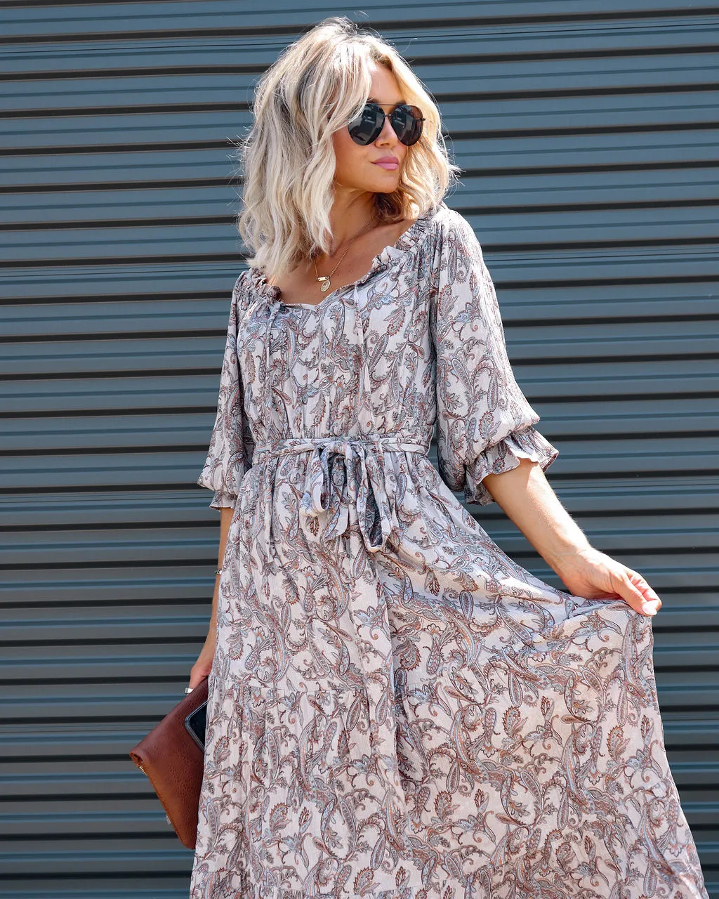 Boheme Beauty Paisley Off The Shoulder Midi Dress - FINAL SALE 7 Boheme Beauty Paisley Off The Shoulder Midi Dress - FINAL SALE - Image 7