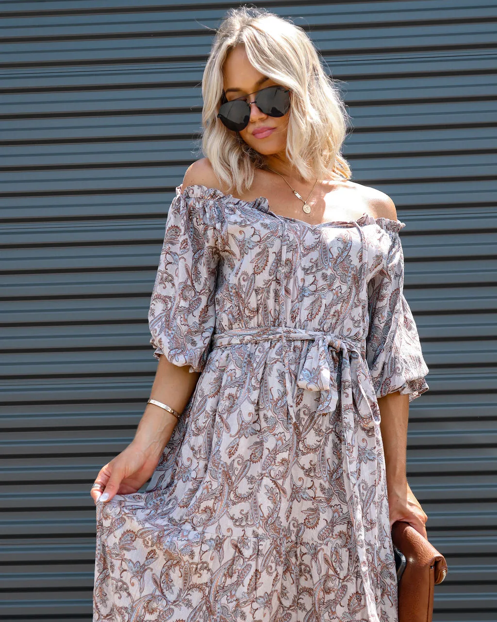 Boheme Beauty Paisley Off The Shoulder Midi Dress - FINAL SALE 5 Boheme Beauty Paisley Off The Shoulder Midi Dress - FINAL SALE - Image 5