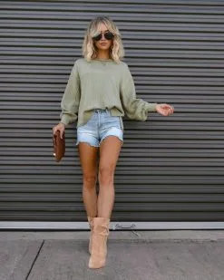 BLU-001 Comfort Zone Ribbed Knit Pullover - Olive - FINAL SALE -clothes Sales Facetune 09 08 2022 23 12 12