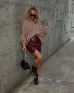 FLAT-001 Gwenyth Knit Pullover Sweater - Taupe - FINAL SALE