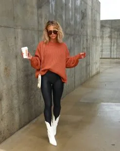 FLAT-001 Gwenyth Knit Pullover Sweater - Clay - FINAL SALE