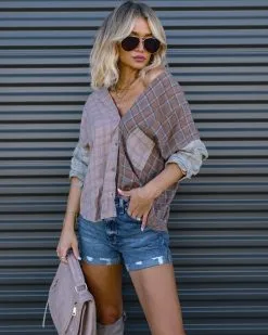 Double The Fun Plaid Button Down Top - FINAL SALE