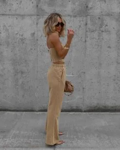 EMOR-001 Darcey Cotton Pocketed Drawstring Pants - Tan - FINAL SALE -clothes Sales Facetune 11 12 2022 21 36 55