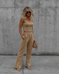 EMOR-001 Darcey Cotton Pocketed Drawstring Pants - Tan - FINAL SALE -clothes Sales Facetune 11 12 2022 21 37 29