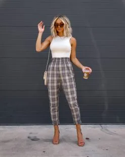 LUMI-001 Never Late Pocketed Plaid Pants - FINAL SALE