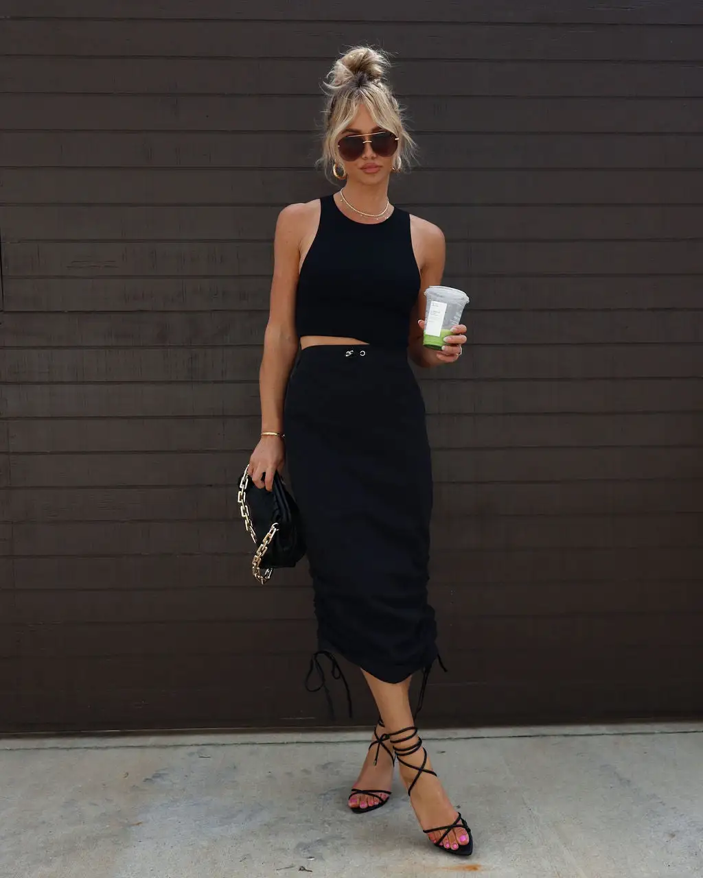 MAY -001 Turn It Up Nylon Midi Skirt - Black 1 MAY -001 Turn It Up Nylon Midi Skirt - Black